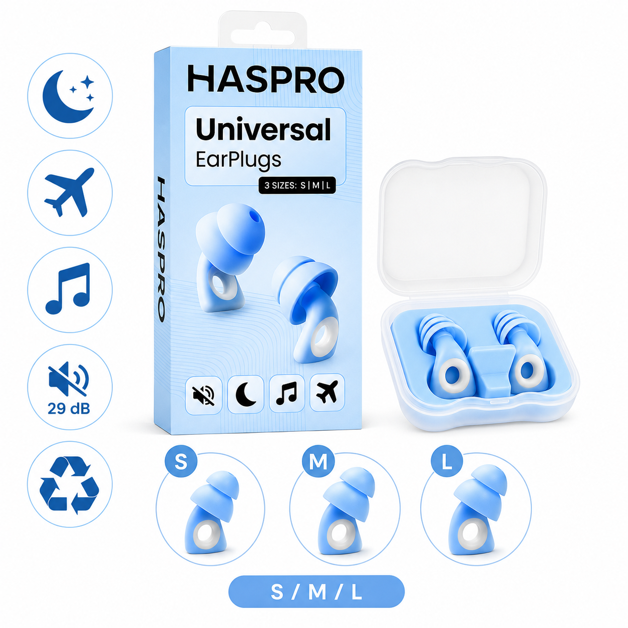 Universele slaap oordoppen met ergonomische pasvorm