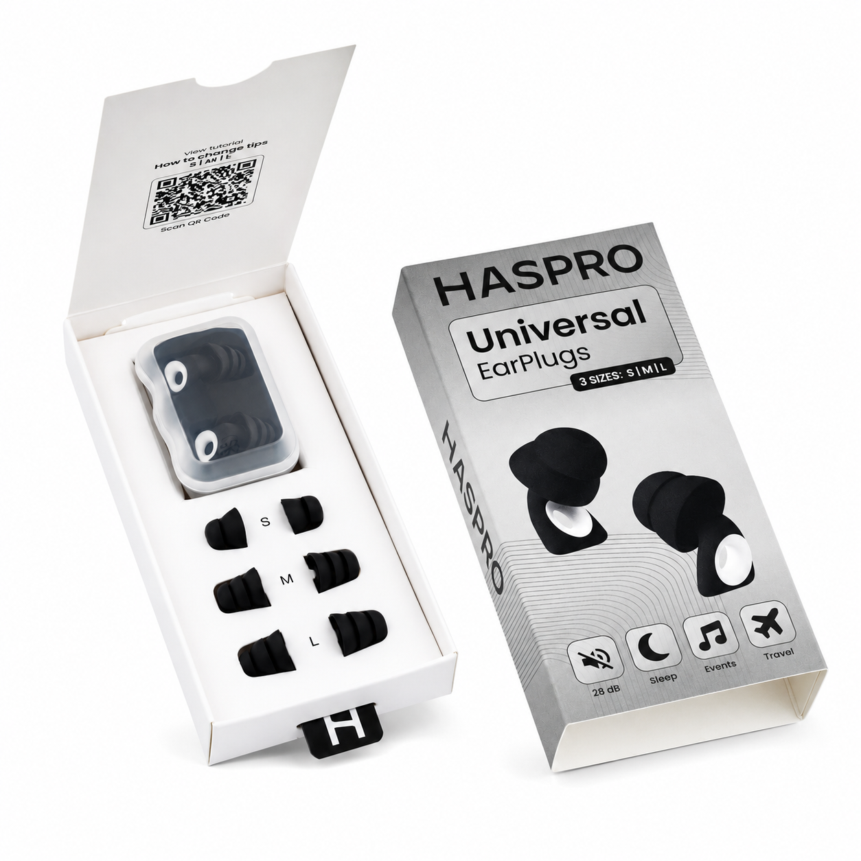 Herbruikbare noise reduction earplugs van Haspro
