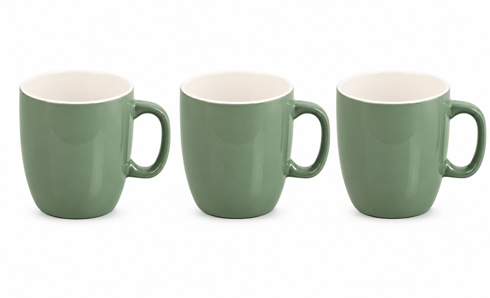 Secret de Gourmet saliegroene keramische mokken 3 stuks premium koffiemokken