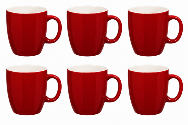 Secret de Gourmet Senseo mokken 160 ml set van 6 donkerrood keramiek witte achtergrond
