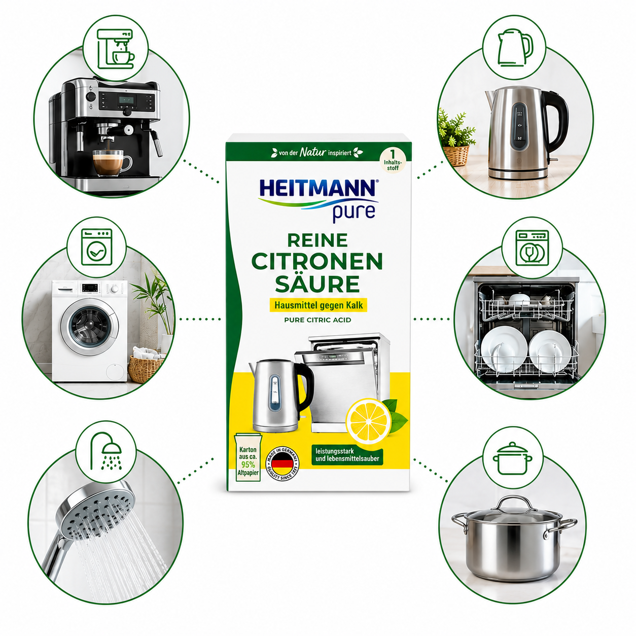 Citroenzuur ontkalker geschikt voor koffiemachine waterkoker douche vaatwasser en wasmachine