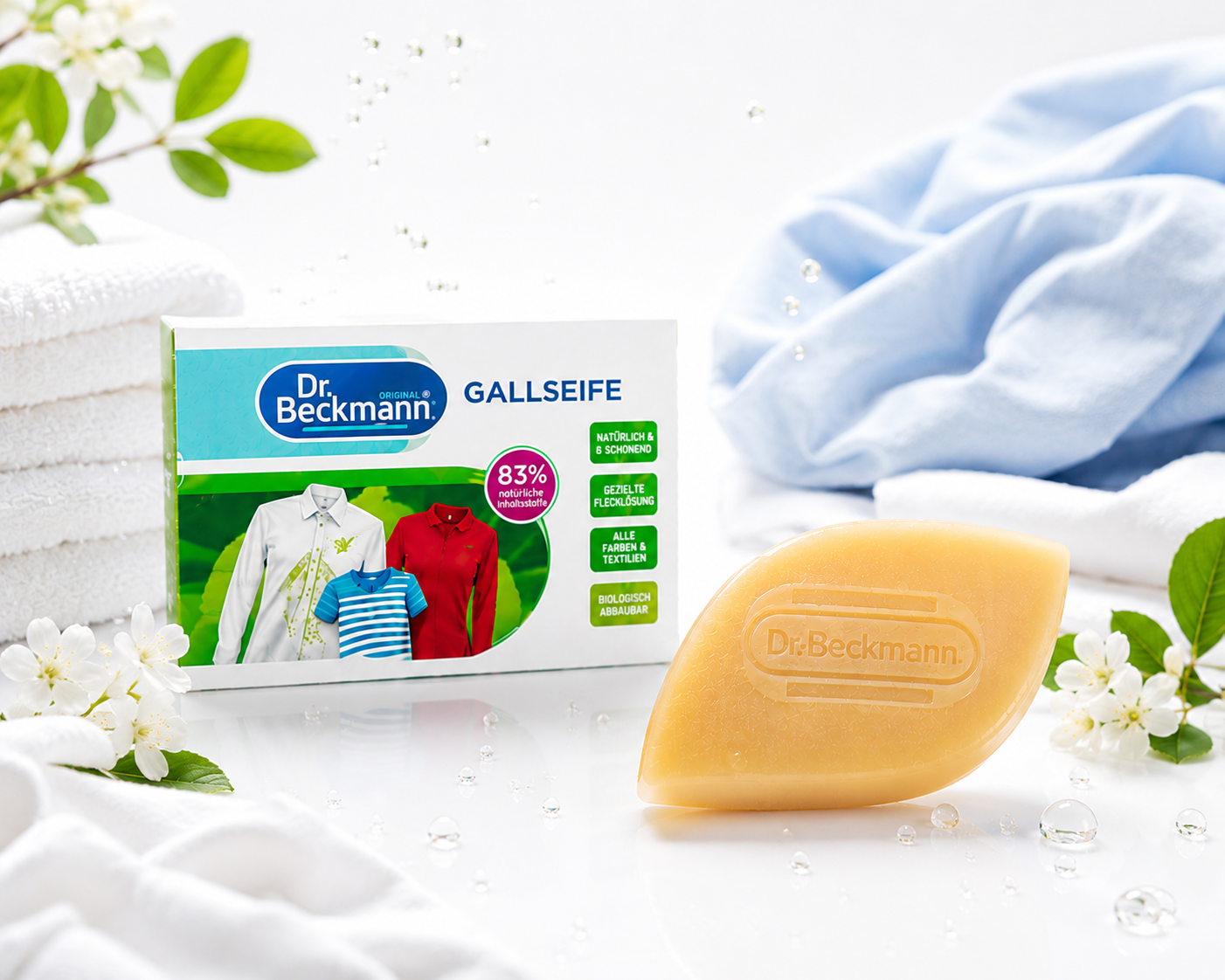 Premium commerciële productfoto van Dr. Beckmann Gallseep 100g natuurlijke vlekverwijderaar