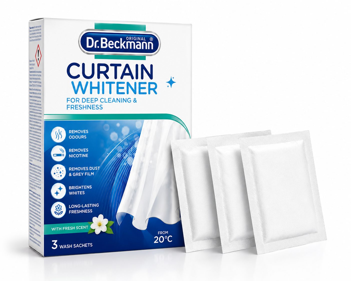 Dr. Beckmann Gordijnen Wit Reiniger met sachets voor het reinigen van witte gordijnen en vitrage