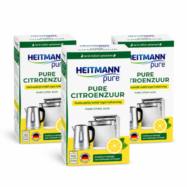 HEITMANN Pure Citroenzuur 3x350g voordeelverpakking hoofdafbeelding krachtige ontkalker voor huishoudelijke apparaten