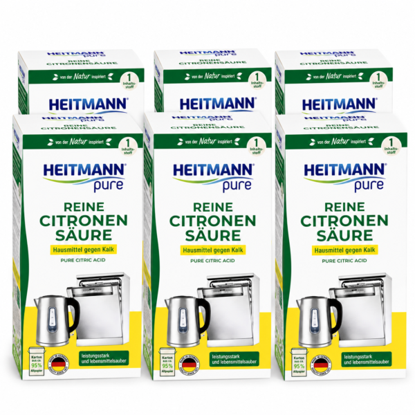 HEITMANN Pure Citroenzuur 6x350g voordeelverpakking krachtige ontkalker voor huishoudelijke apparaten