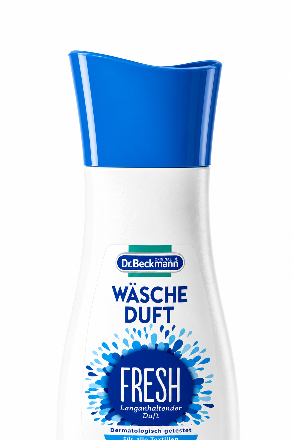 Close-up van Dr. Beckmann Wasparfum Fresh 250ML met blauwe dop