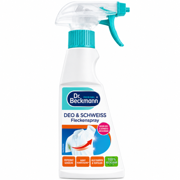 Dr. Beckmann Deo & Zweetvlekken Verwijderaar 250 ml spray tegen deodorantresten, zweetvlekken en geurtjes op kleding