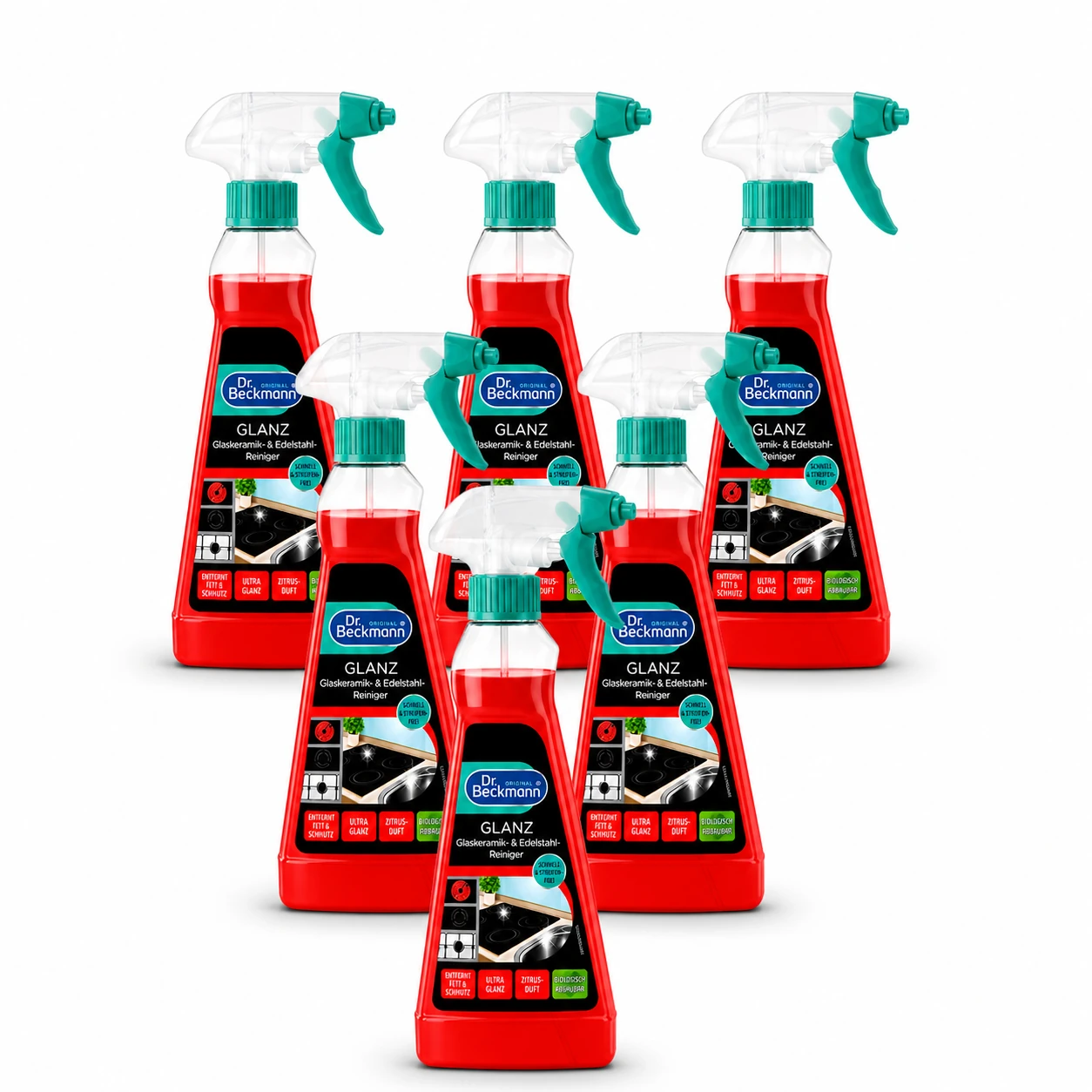 Dr. Beckmann Glaskeramiek & RVS Reiniger voordeelverpakking 6 x 250 ml