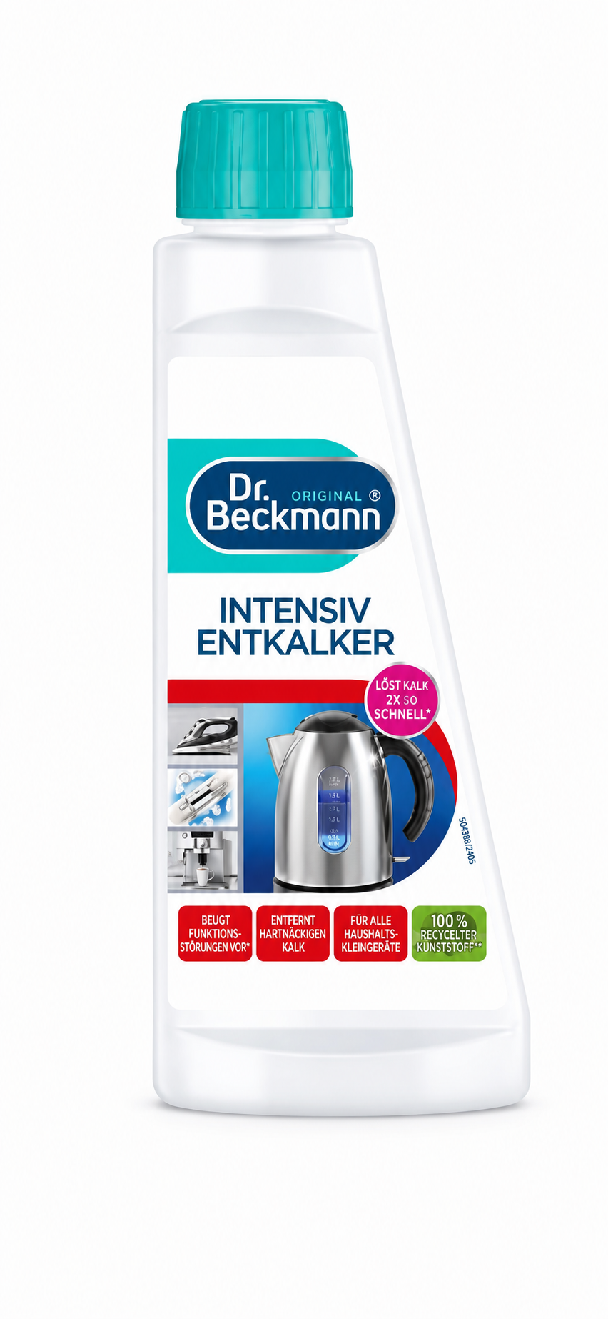 Dr. Beckmann Intensieve Ontkalker 250ml voor snelle en effectieve verwijdering van hardnekkige kalkaanslag in huishoudelijke apparaten.