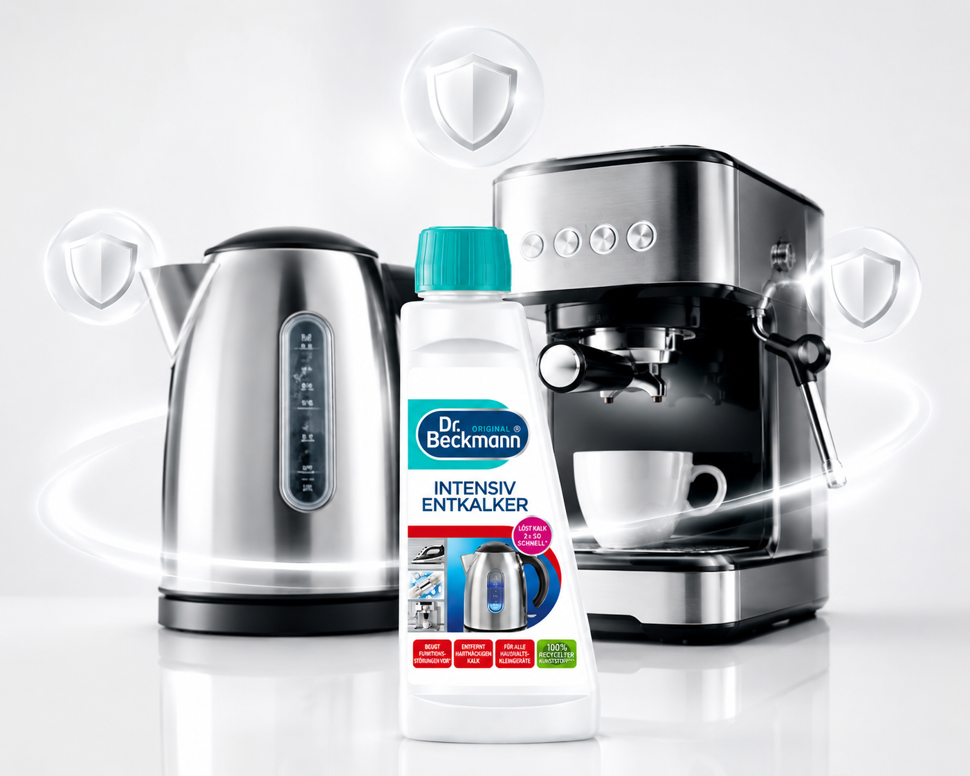 Dr. Beckmann Intensieve Ontkalker helpt waterkokers en koffiemachines beschermen tegen kalkaanslag en prestatieverlies.