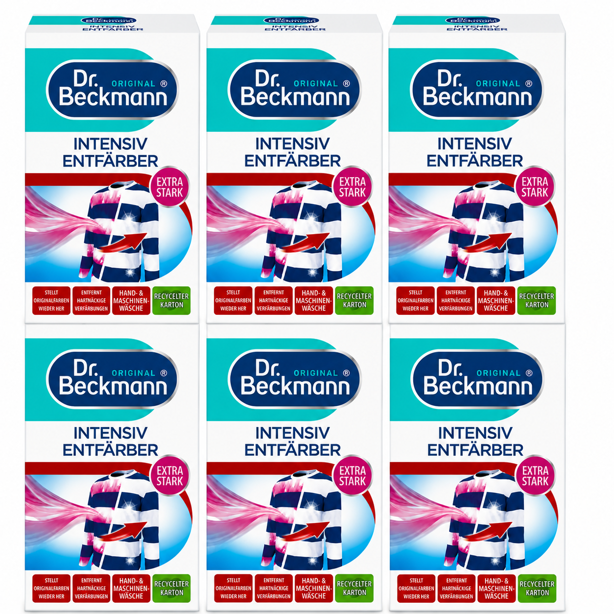 Dr. Beckmann Intensieve Ontkleuring 3-in-1 200g 6 stuks voordeelverpakking met zes originele verpakkingen