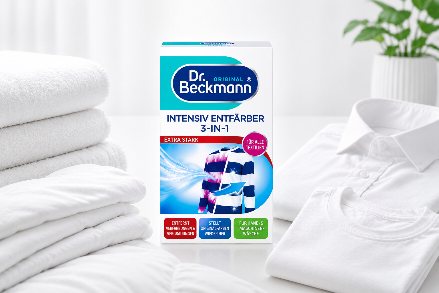 Dr. Beckmann Intensieve Ontkleuring 3-in-1 200g verwijdert kleurdoorloop uit kleding handdoeken en textiel
