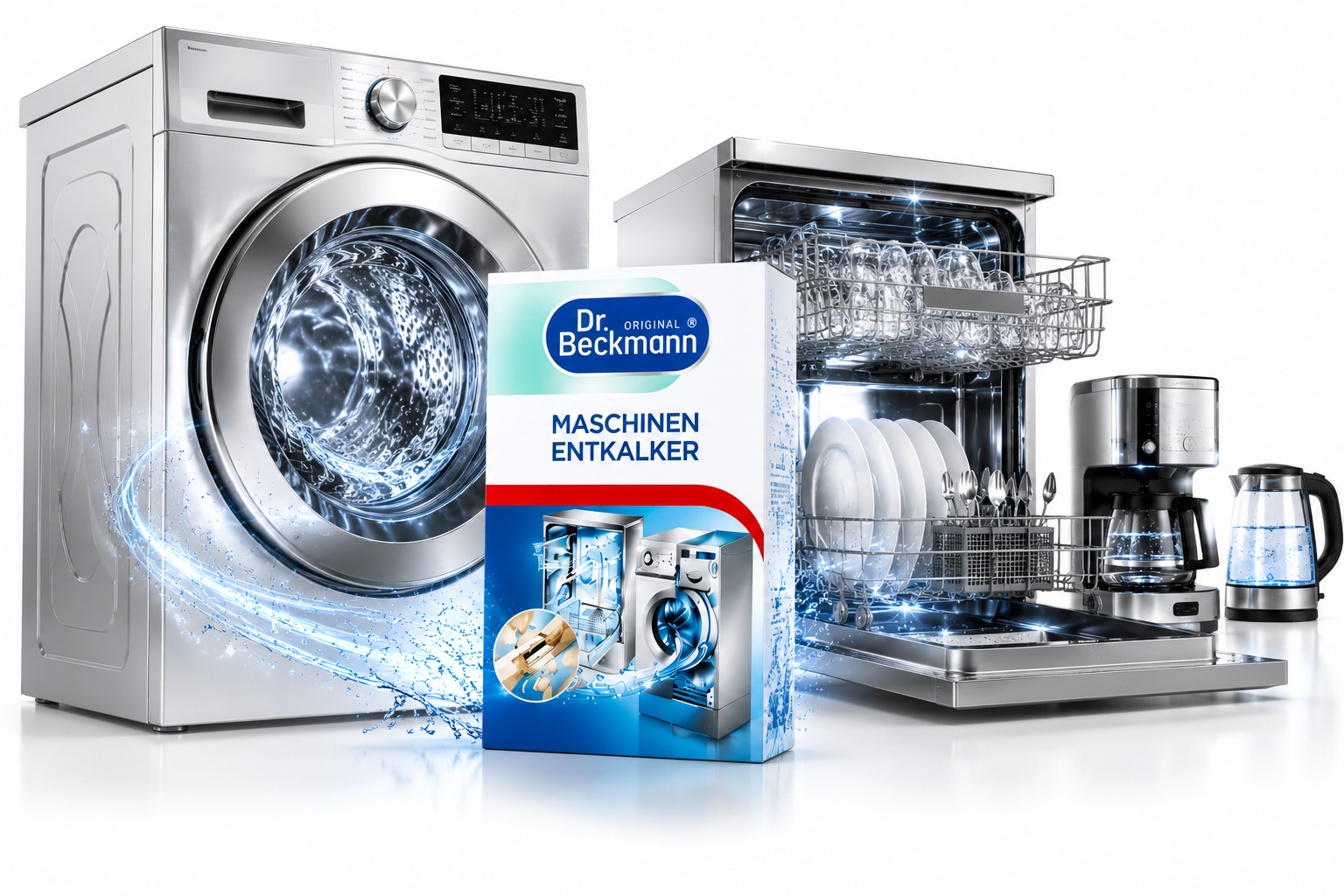 Eenvoudig gebruik van Dr. Beckmann Machines Ontkalker in wasmachine en vaatwasser