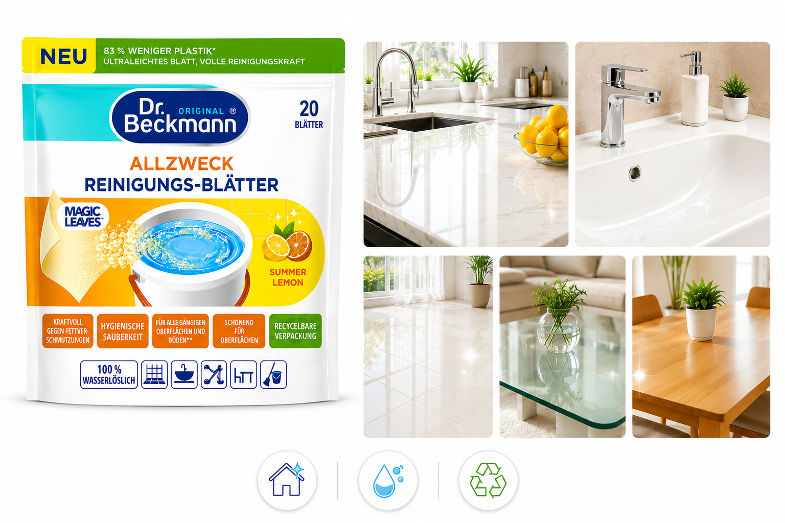 Dr. Beckmann Magic Leaves geschikt voor keuken badkamer vloeren glas en houten oppervlakken