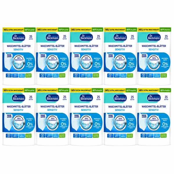 Dr. Beckmann Magic Leaves Sensitive 10 stuks voordeelverpakking met 25 wasbeurten per verpakking