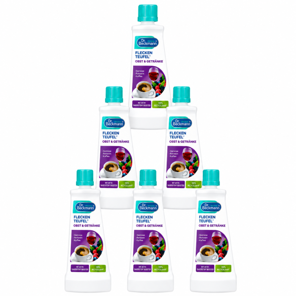 Dr. Beckmann Vlekkenduivel Fruit & Dranken voordeelverpakking 6 x 50 ml vlekkenverwijderaar tegen fruit- en drankvlekken