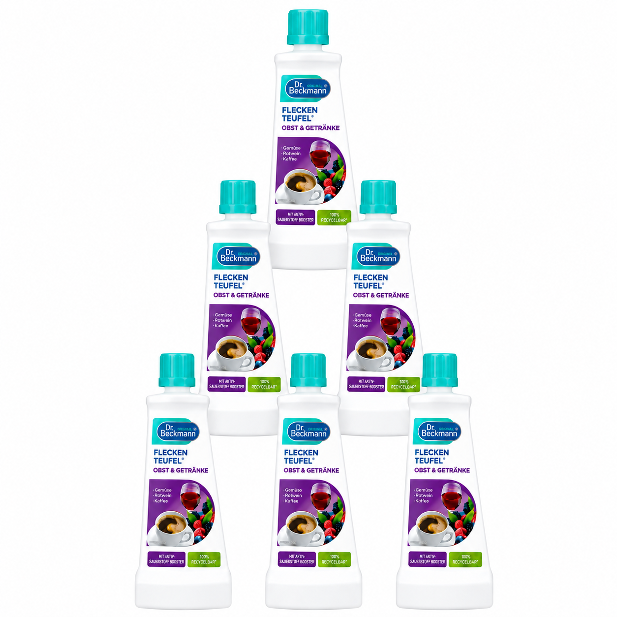 Dr. Beckmann Vlekkenduivel Fruit & Dranken voordeelverpakking 6 x 50 ml vlekkenverwijderaar tegen fruit- en drankvlekken