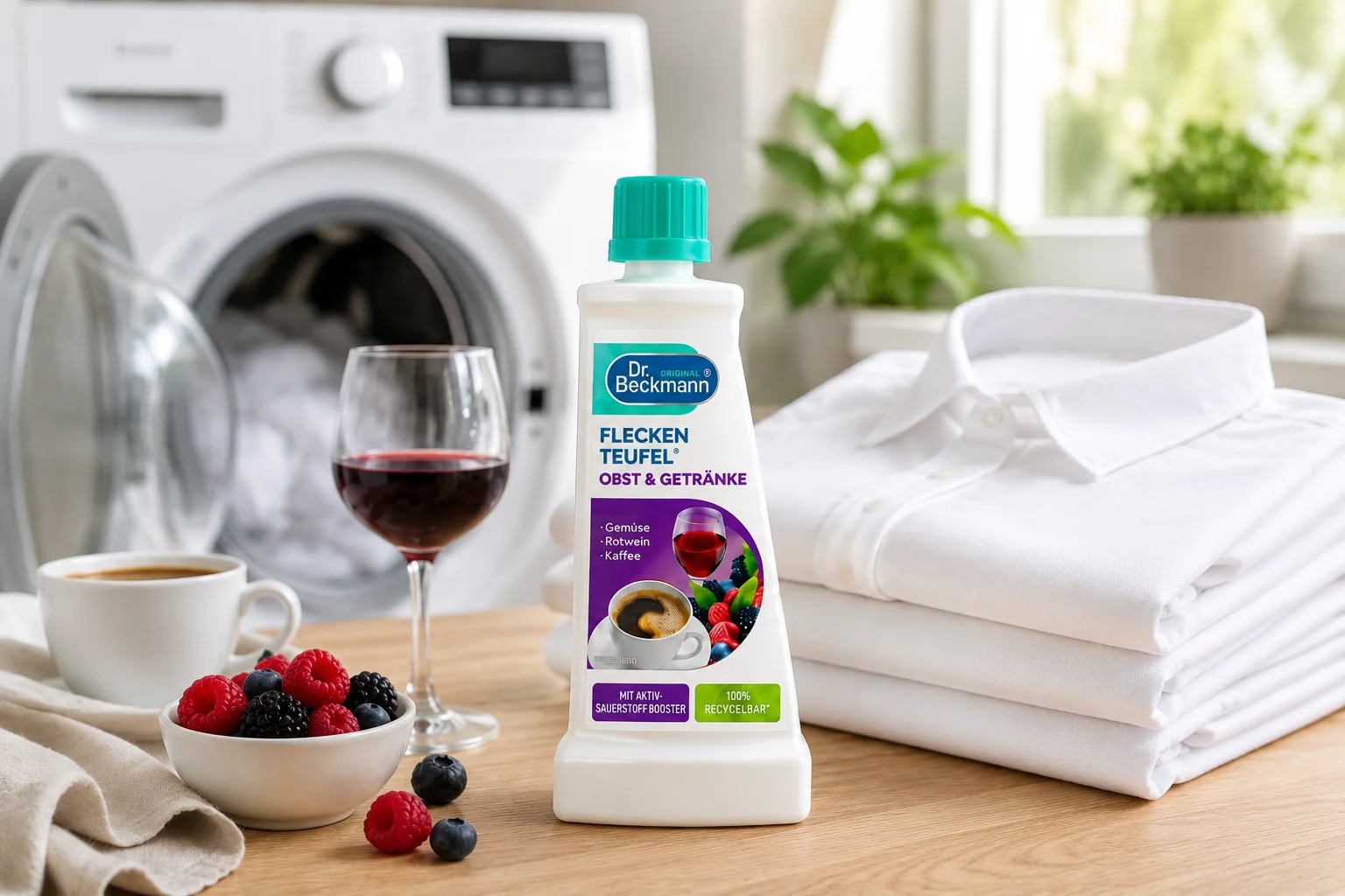 Dr. Beckmann Vlekkenduivel Fruit & Dranken verwijdert fruit-, koffie- en rode wijnvlekken uit kleding