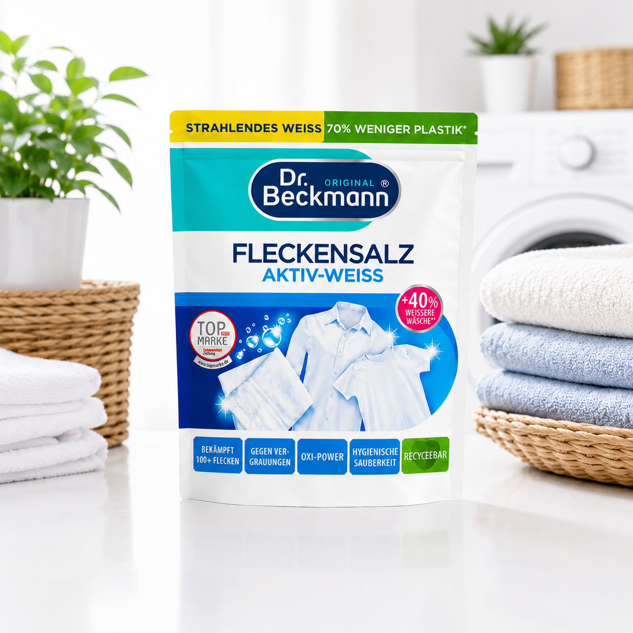 Dr. Beckmann Vlekkenzout Activ-Wit Oxi-Power wasadditief voor witte kleding en textiel