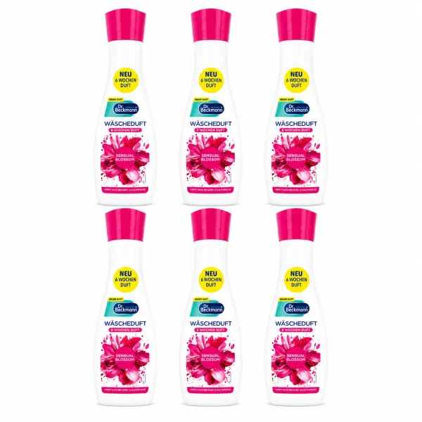 Dr. Beckmann Wasparfum Sensual Blossom 250 ml voordeelverpakking 6 stuks op witte achtergrond
