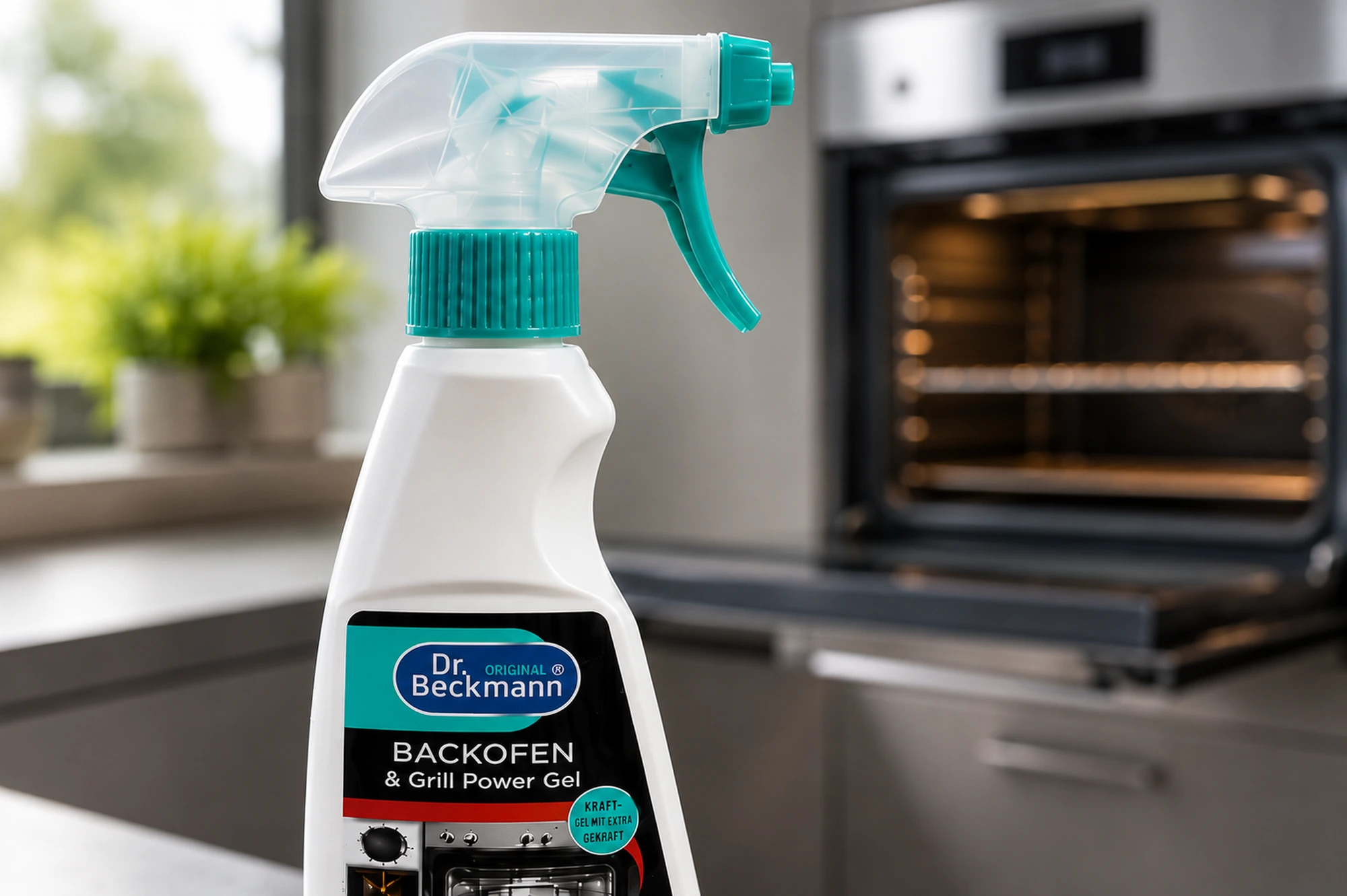 Detail van de Dr. Beckmann Oven- & Grillreiniger 375 ml met ergonomische spraykop