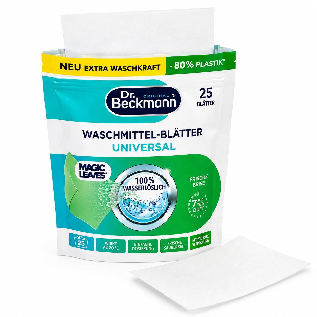 Dr. Beckmann Magic Leaves Wasvellen geopende verpakking met oplosbare wasvellen