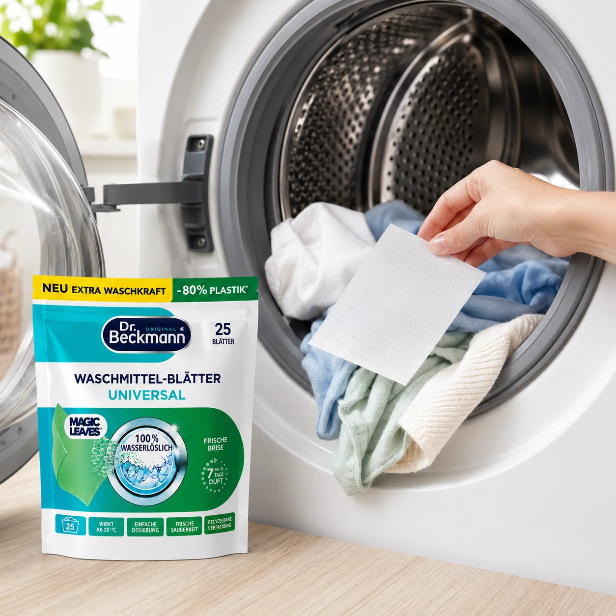 Dr. Beckmann Magic Leaves Wasvellen eenvoudig in de wasmachine gebruiken