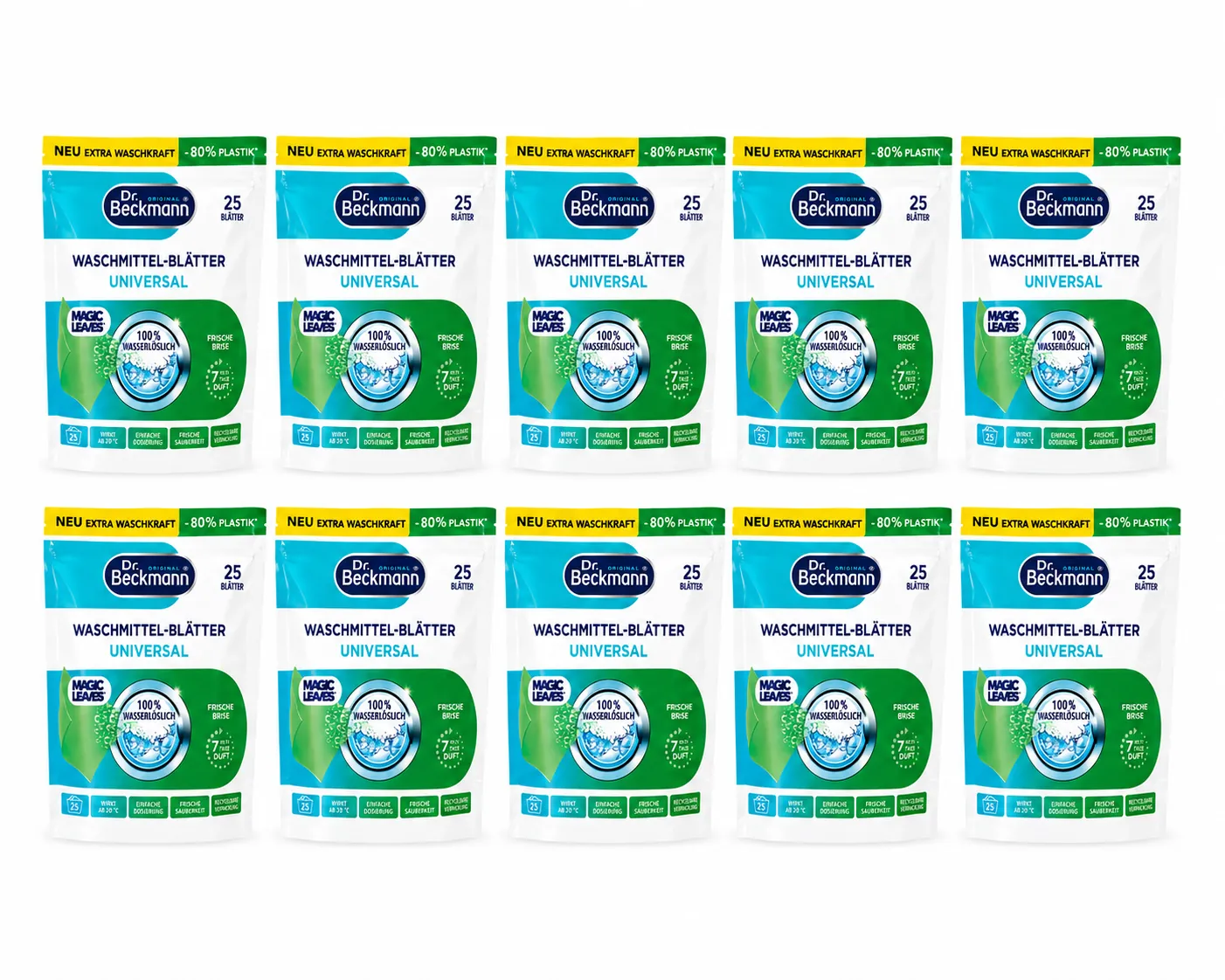 Dr. Beckmann Magic Leaves Wasvellen 10 stuks voordeelverpakking met 250 wasbeurten