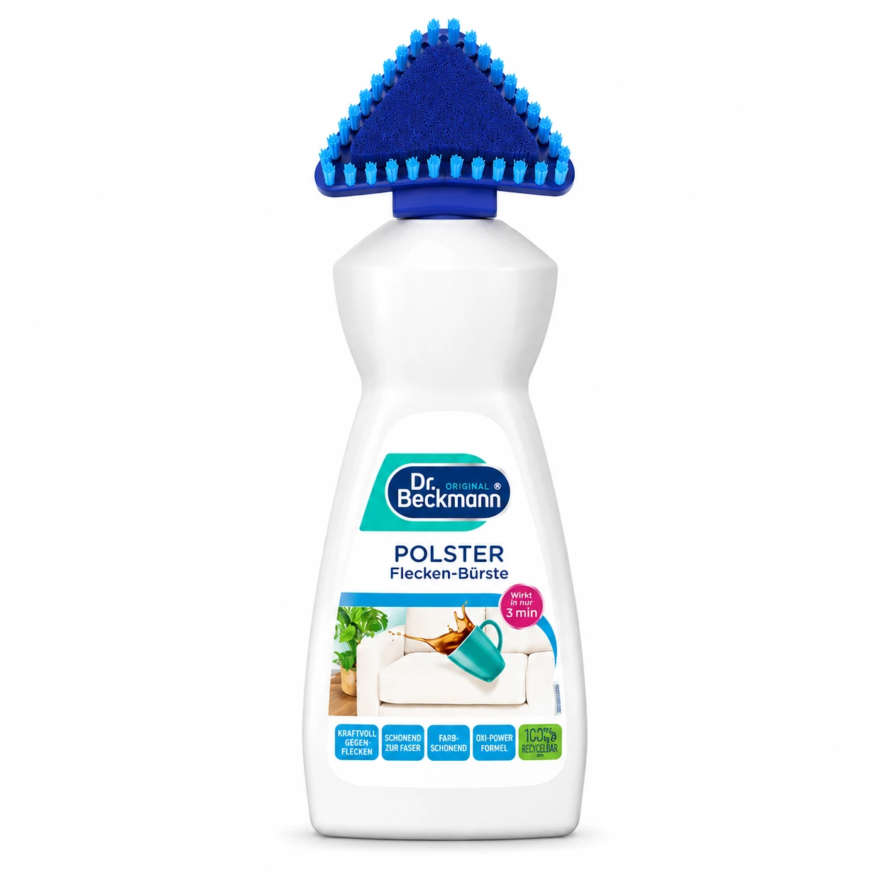 Dr. Beckmann Meubel- en Stoffenreiniger met Borstel 400 ml productfoto op witte achtergrond