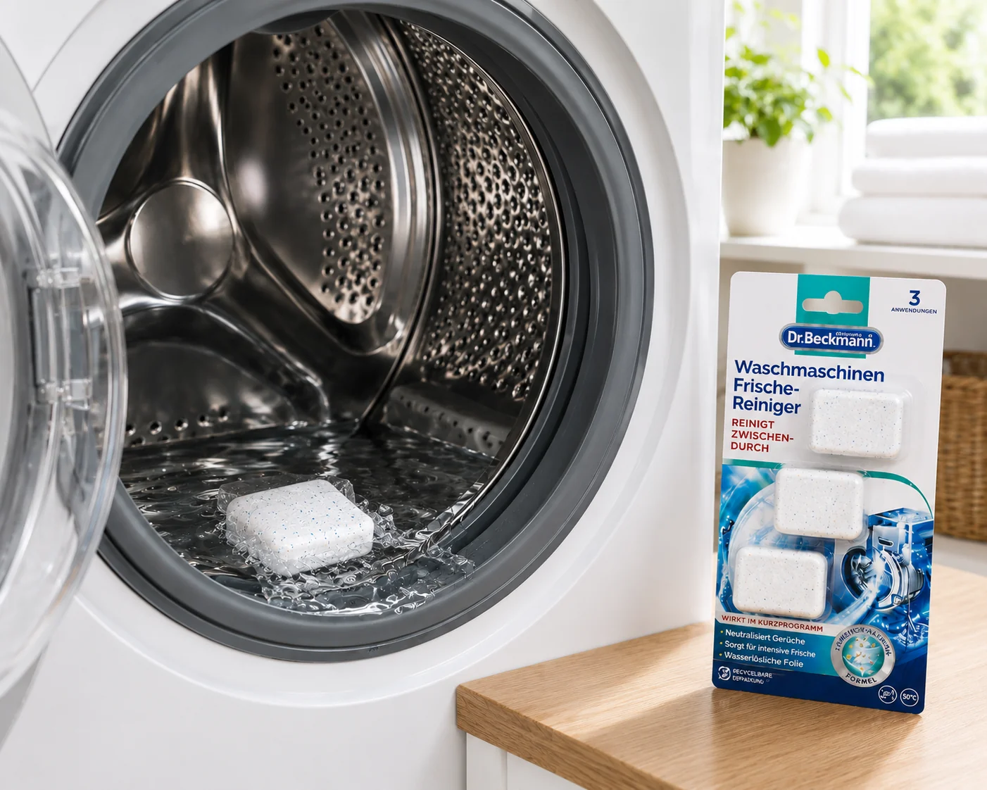 Dr. Beckmann Wasmachinereiniger tablet lost op tijdens het reinigen van de wasmachine
