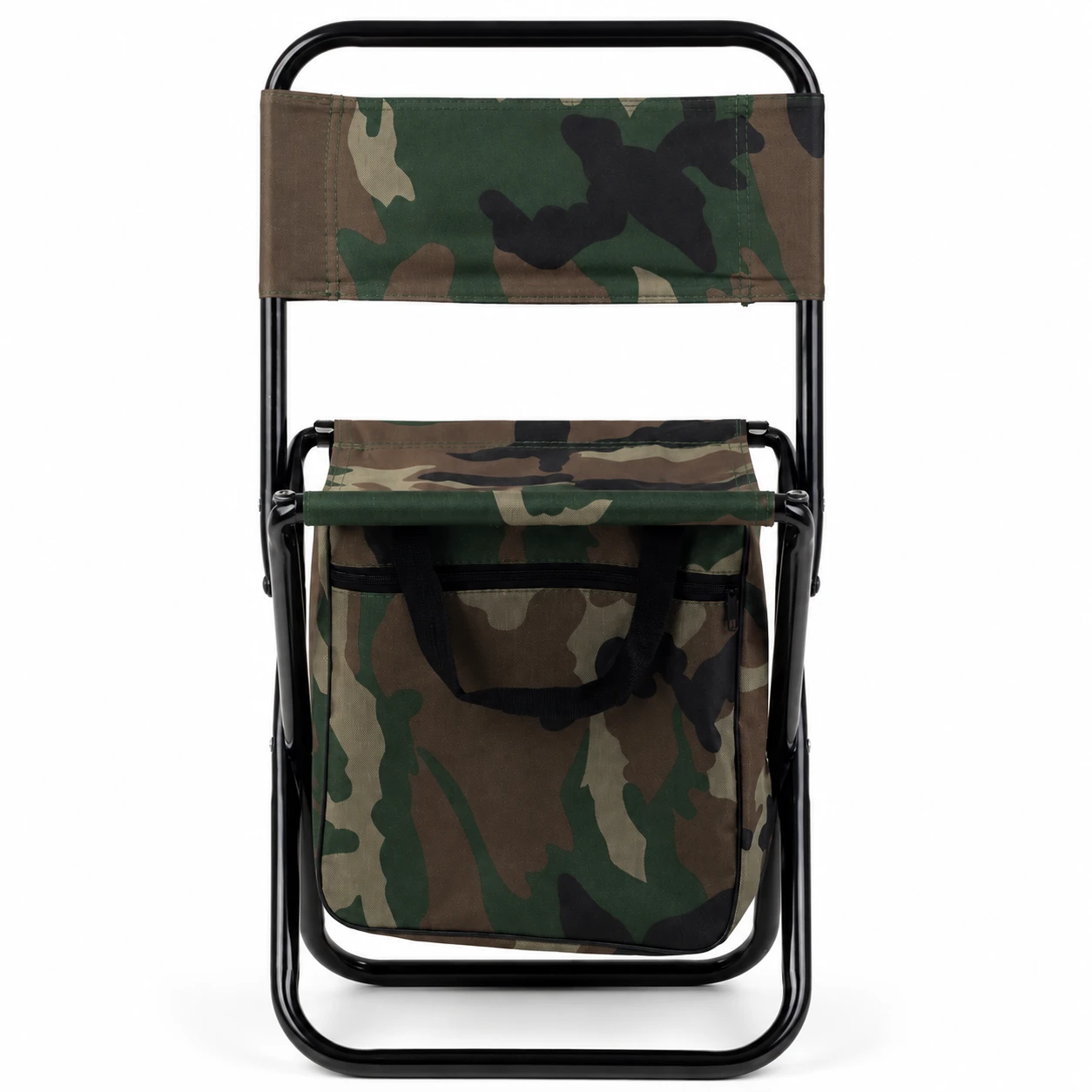 Mini Opvouwbare Visstoel met Opbergtas in camouflage op witte achtergrond