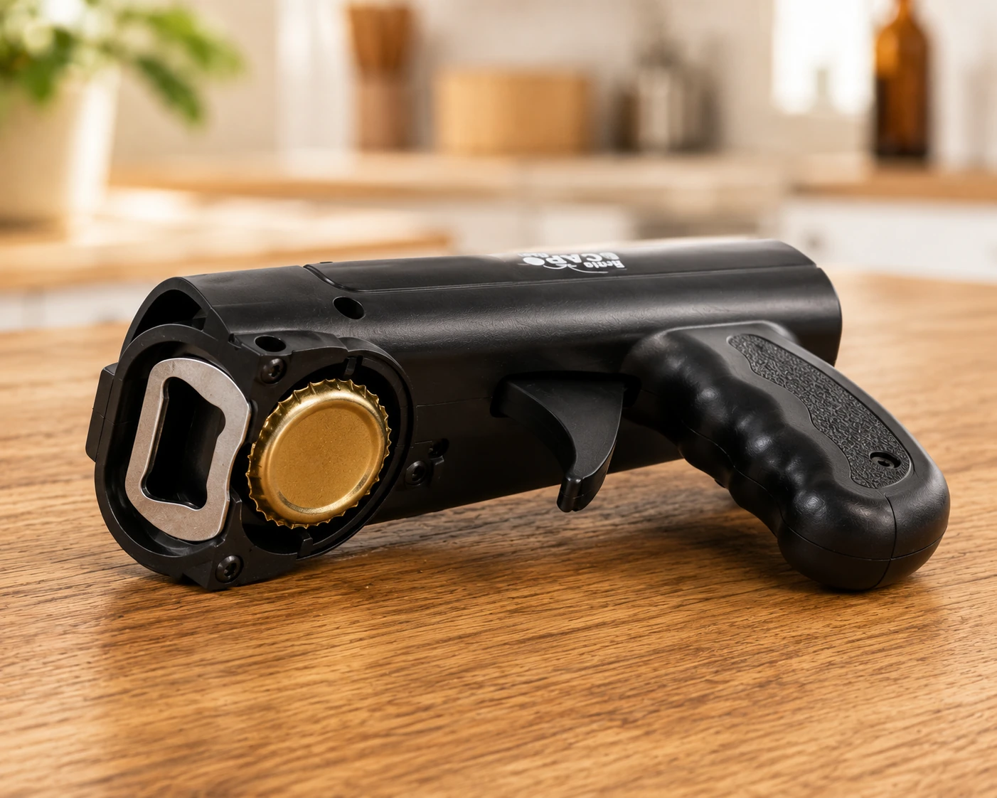 Onderzijde van Out of the Blue Bottle Cap Gun met geïntegreerde flesopener
