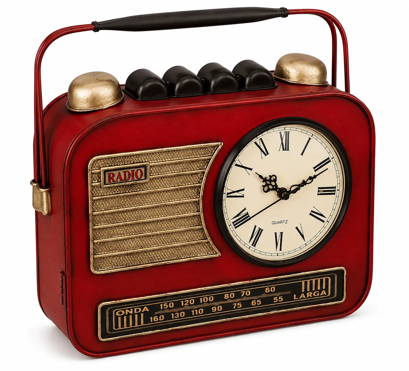 Retro Radio Sleutelkastje schuin van voren met metalen vintage afwerking