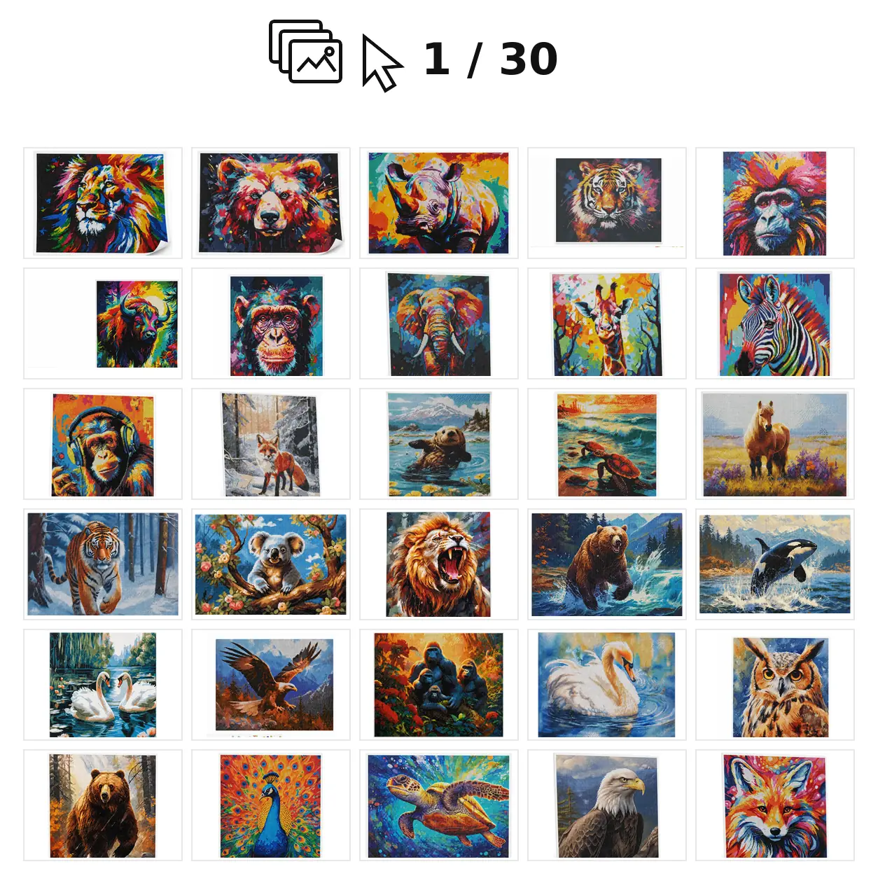 Overzicht van 30 THAR diamond painting dierenontwerpen om uit te kiezen