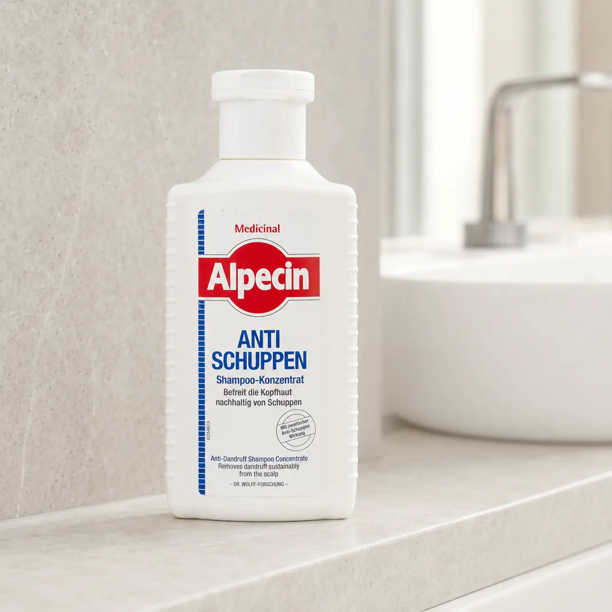 Alpecin Medicinal Anti-Roos Shampoo 200 ml in badkamer