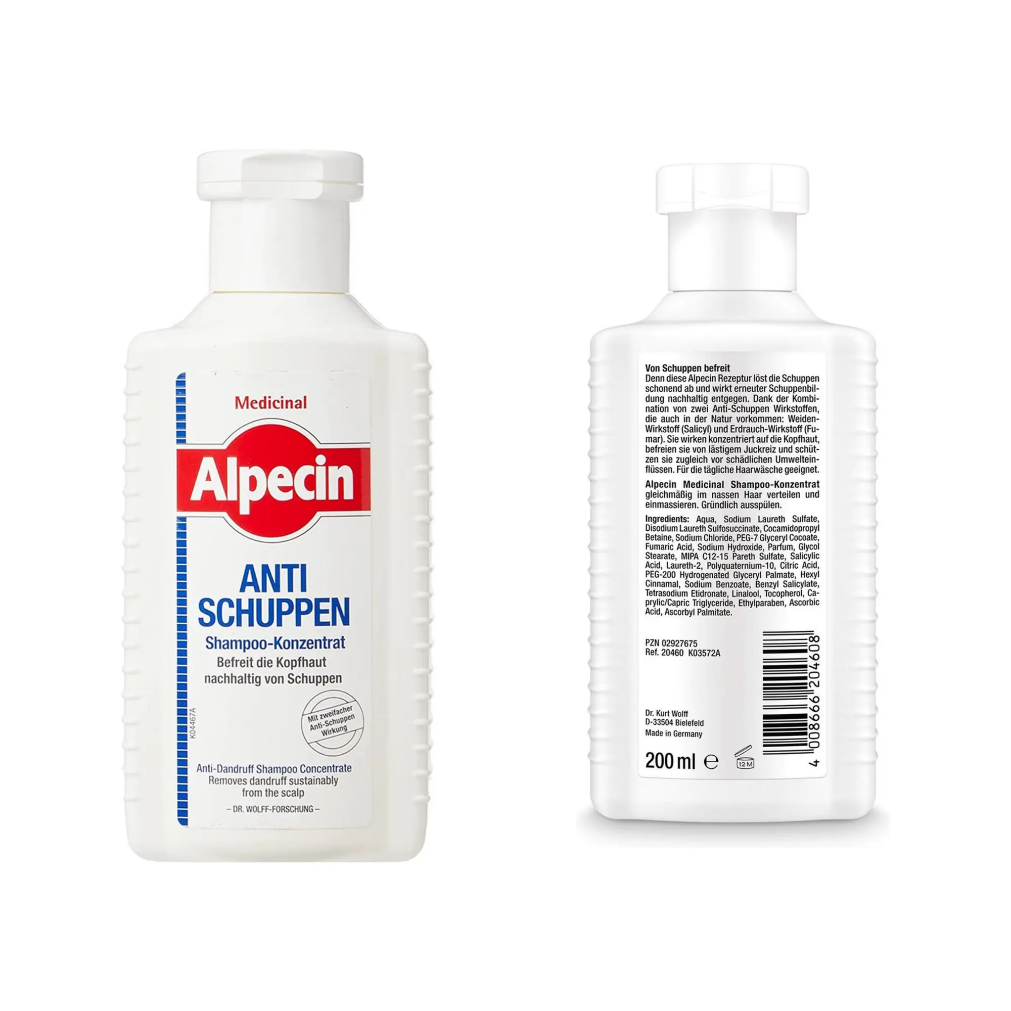Alpecin Medicinal Anti-Roos Shampoo 200 ml voor- en achterkant