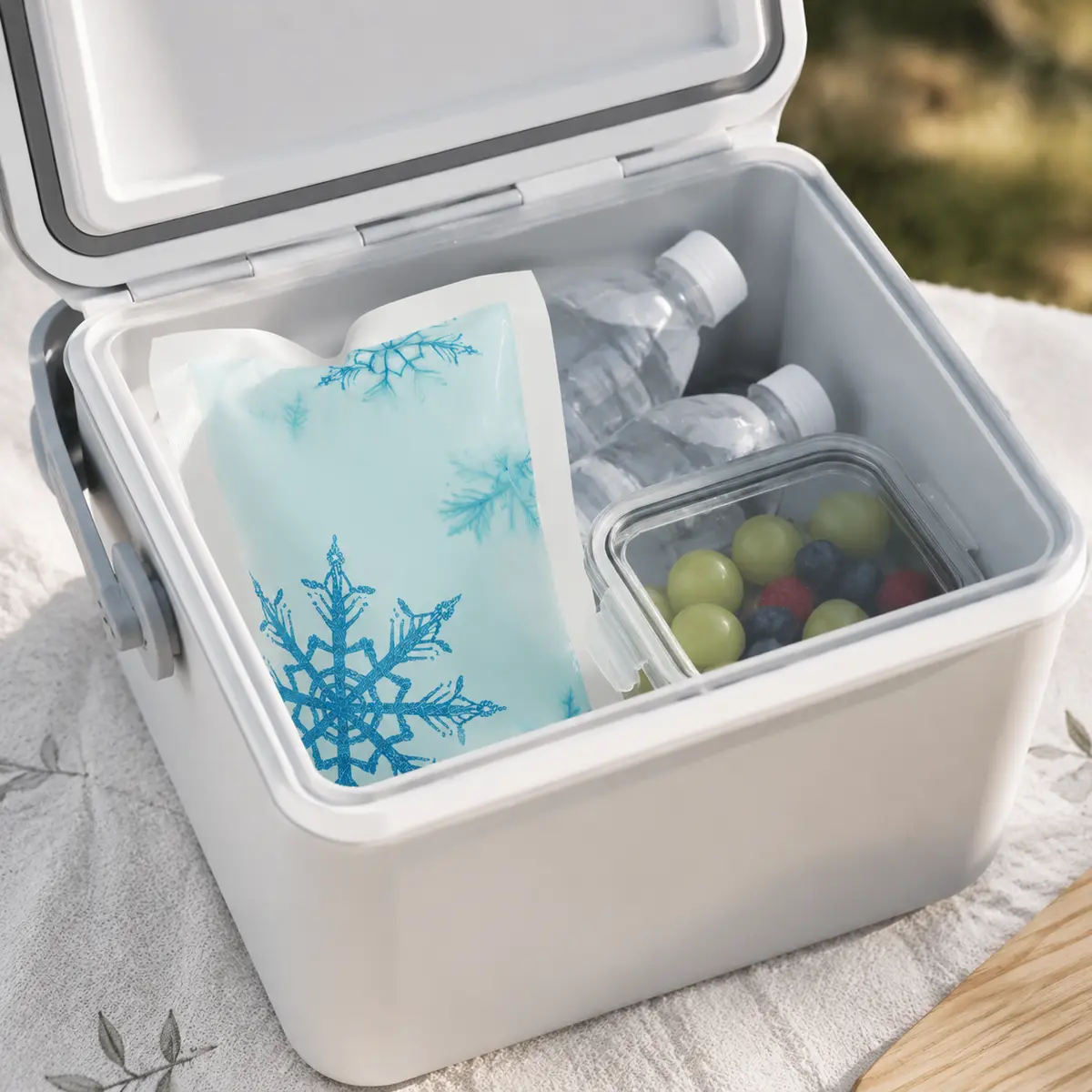 Zelfactiverend cold pack in koelbox voor onderweg en picknick