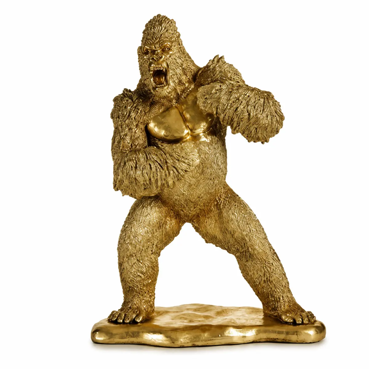Gouden gorilla beeld van hars van 56 cm – vooraanzicht
