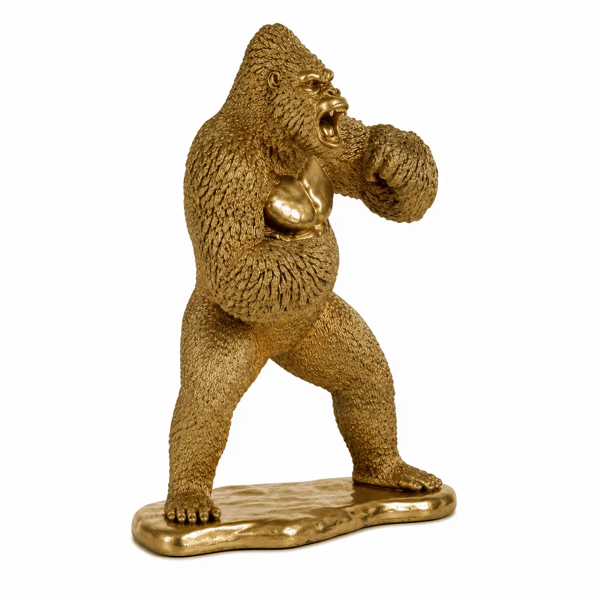 Gouden gorilla beeld van hars – rechterzijaanzicht