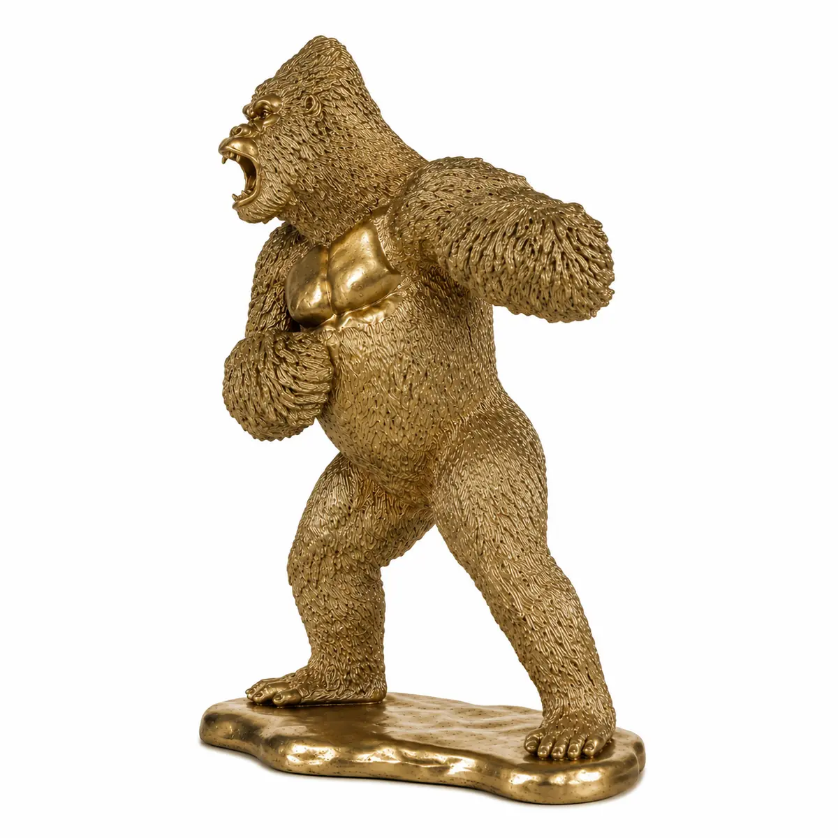 Gouden gorilla beeld van hars – linkerzijaanzicht