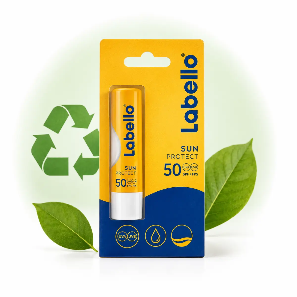 Labello Sun Protect SPF 50 verpakking met recyclingsymbool