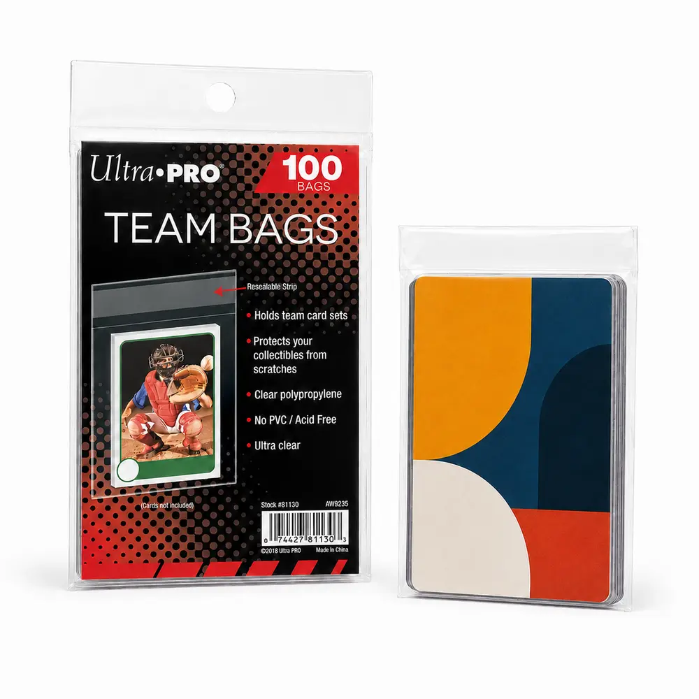 Ultra PRO Team Bags verpakking met kaartset als gebruiksvoorbeeld