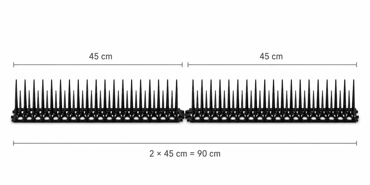 Vogelwering vogelspikes 90 cm met twee strips van 45 cm