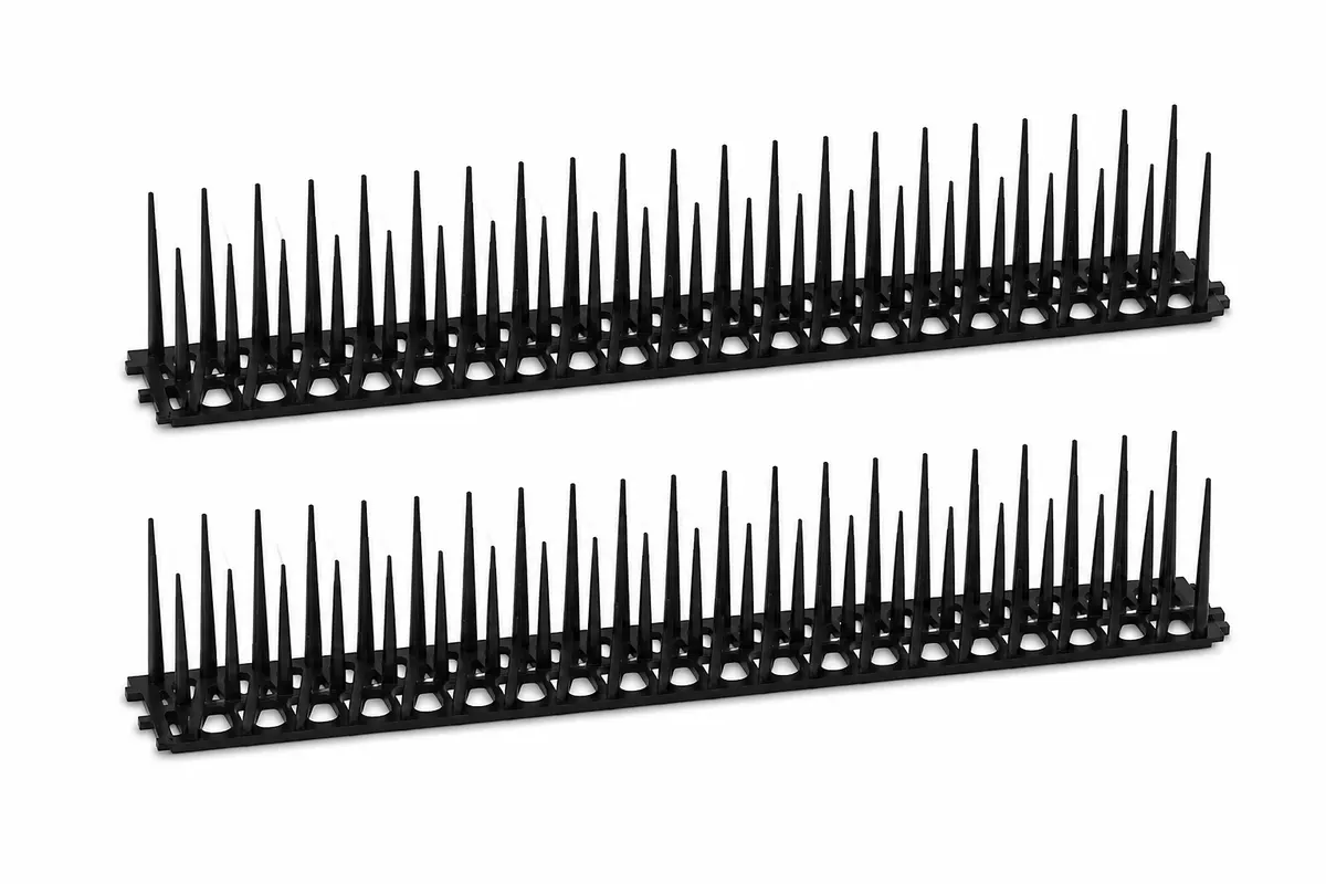 Vogelwering vogelspikes 90 cm met twee zwarte kunststof strips