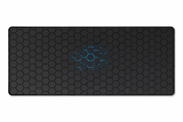 Dunmoon XXL Gaming Muismat zwart met blauw honingraatpatroon