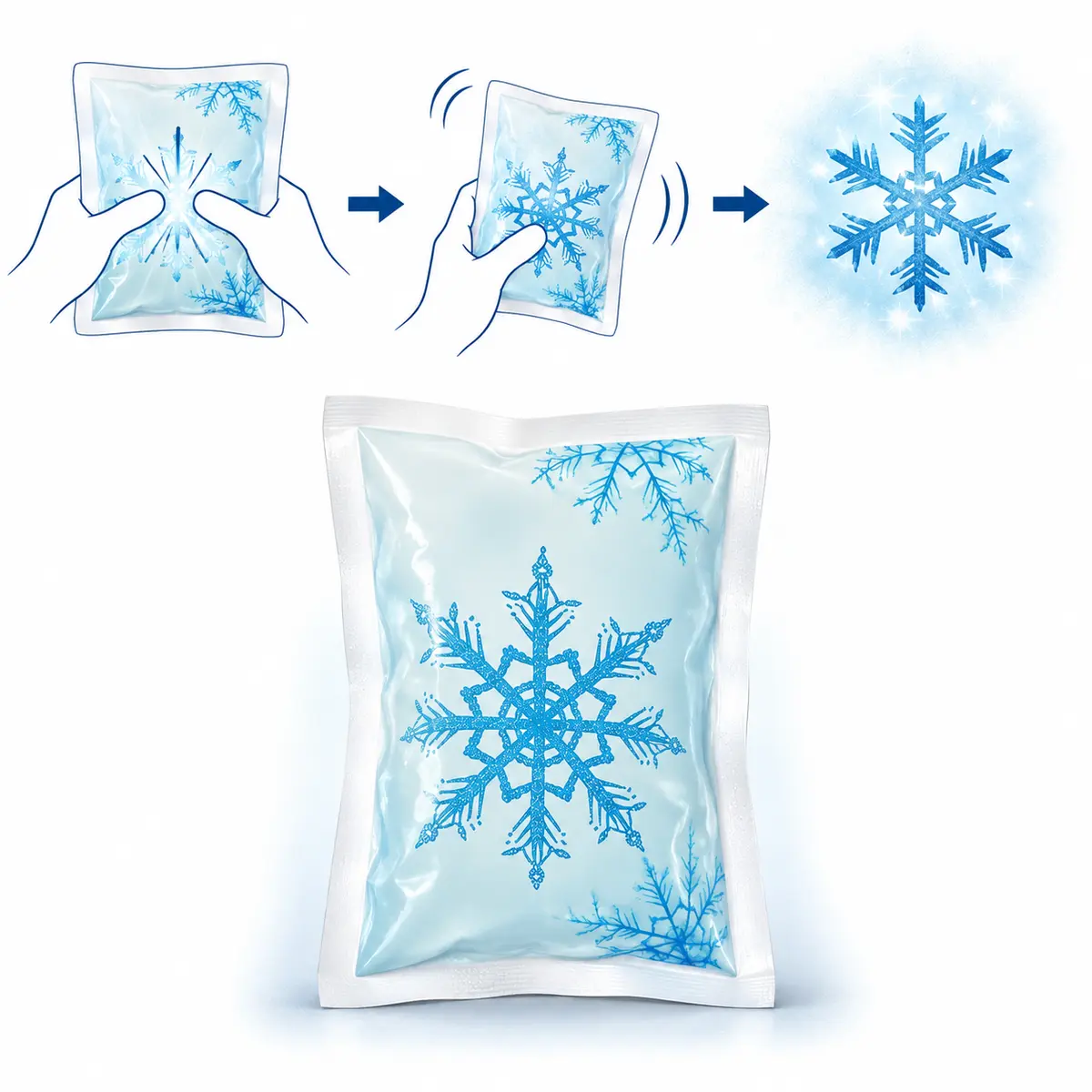 Zelfactiverend cold pack activeren door indrukken en schudden