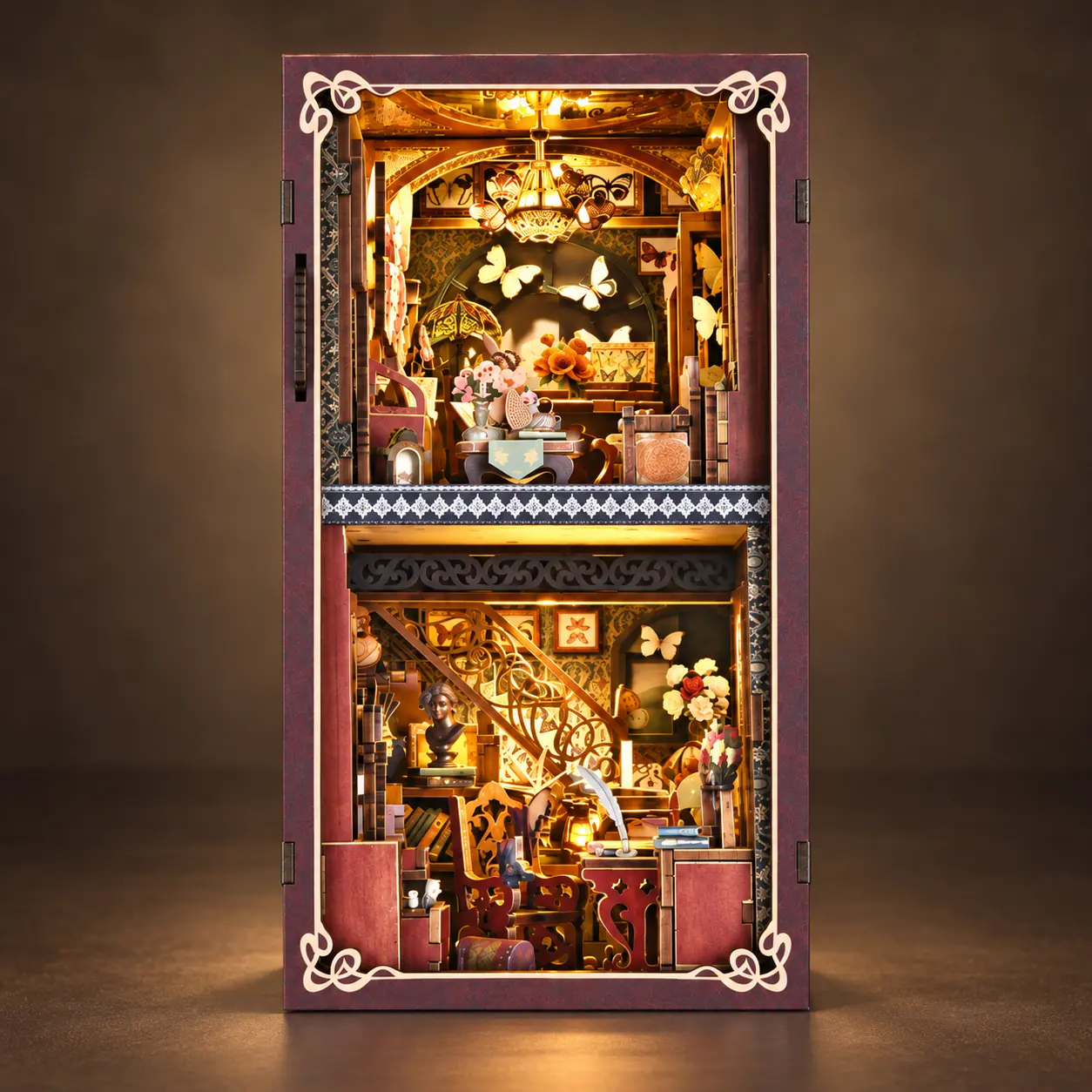 THAR Butterfly Collector’s Room book nook met twee verlichte miniatuurverdiepingen