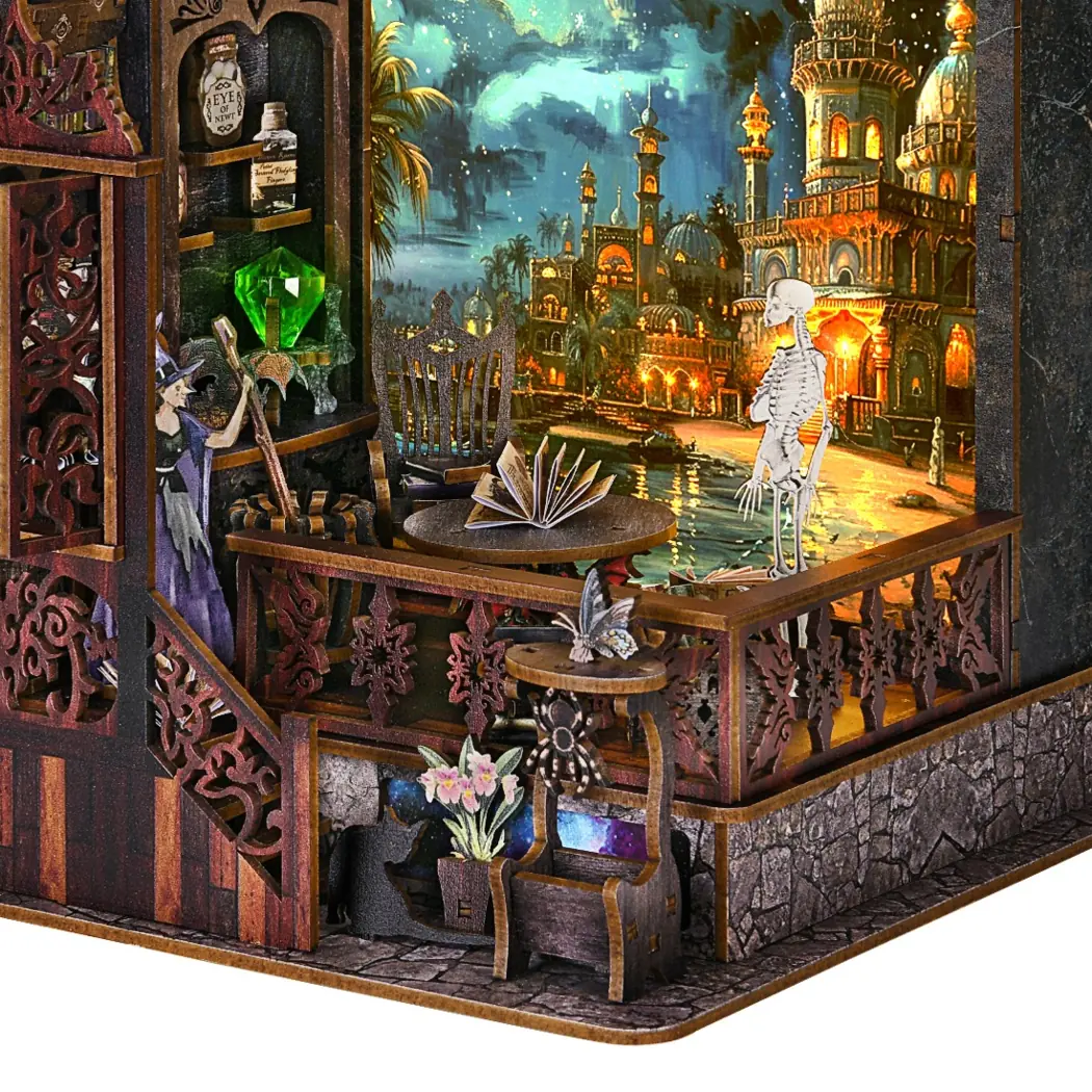 Gedetailleerd miniatuurinterieur van Book Nook