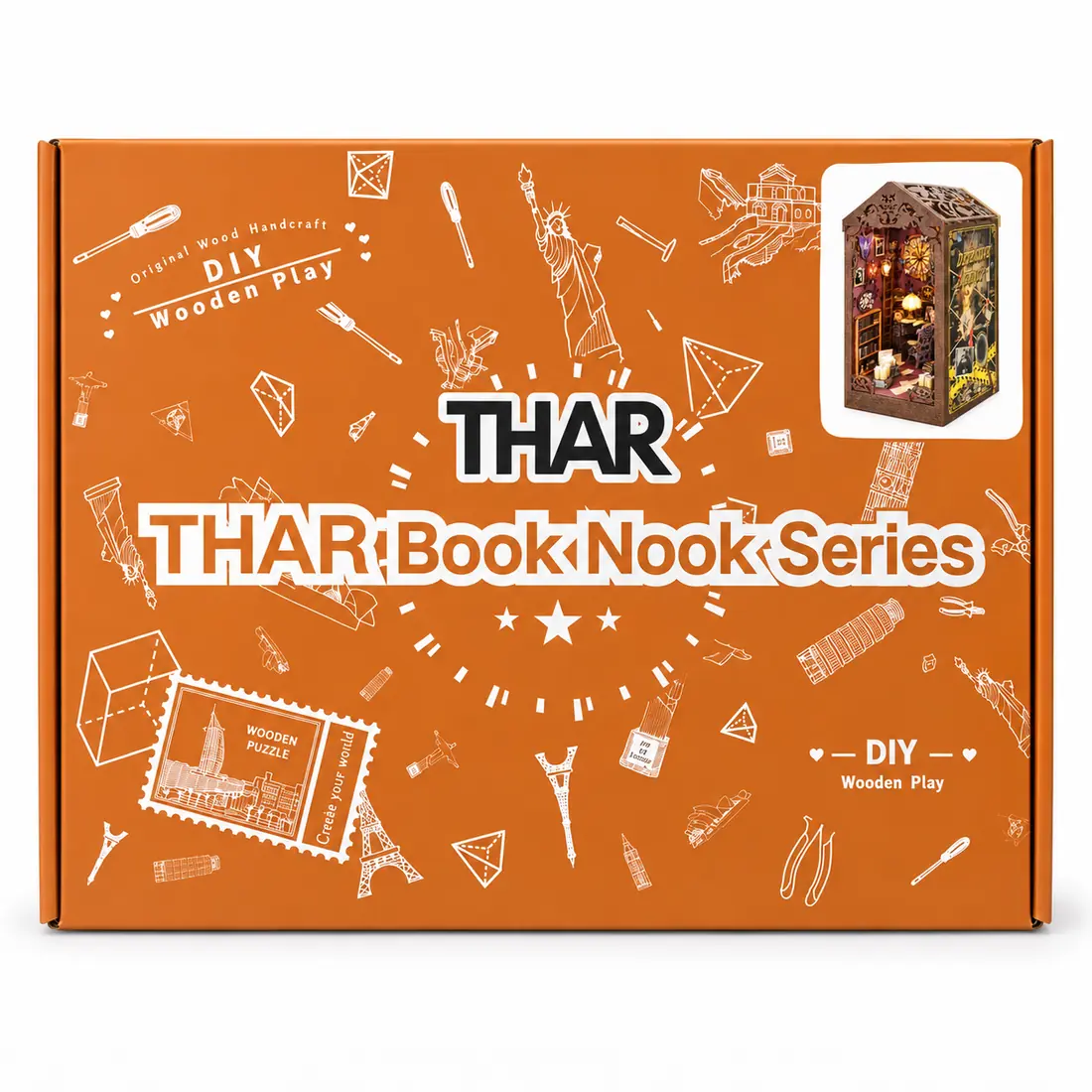 Verpakking van THAR Detective Book Nook DIY miniatuur detectiveruimte