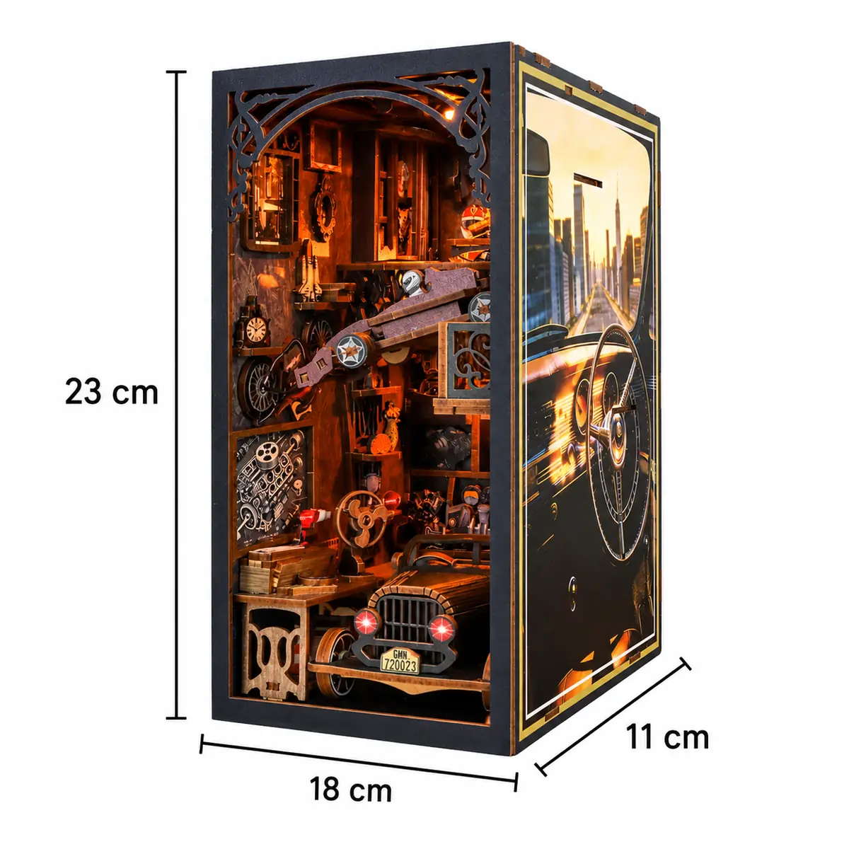 Afmetingen THAR Book Nook Garage Time: 23 x 18 x 11 cm